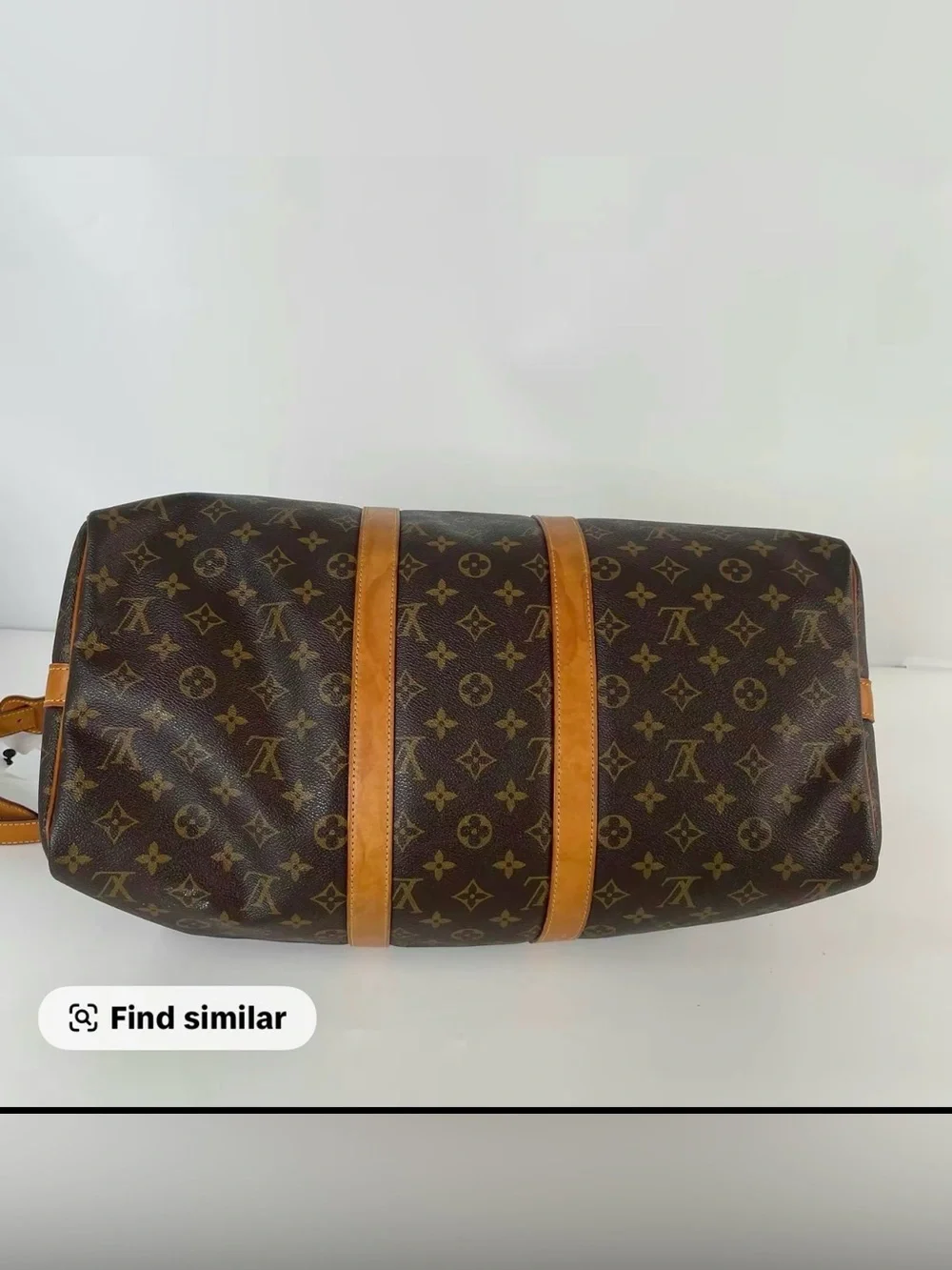 Louis Vuitton Monogram Canvas Travel Duffel with Tan Leather Trim size 50cm